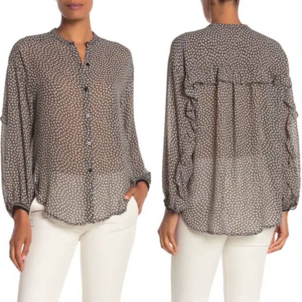 Max Studio
Print Ruffle Back Chiffon Top